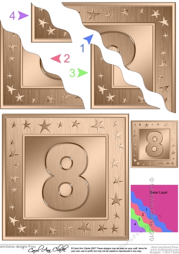 8th Birthday Bright Metallic Age Wavy Corner Side Stacker