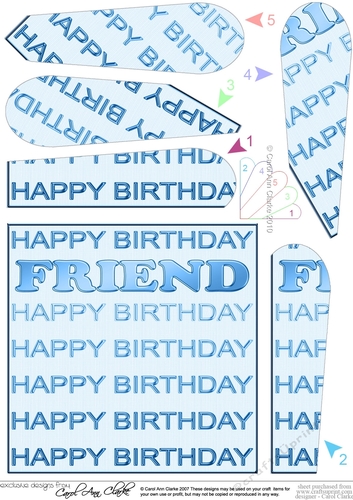 Happy Birthday FRIEND Fan Pyramage Topper