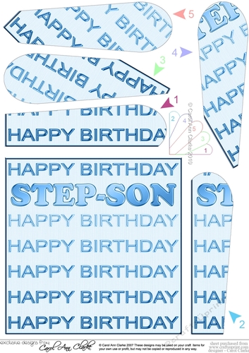 Happy Birthday STEP-SON Fan Pyramage Topper