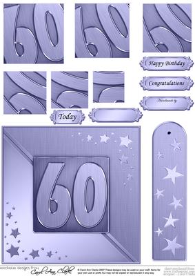 60th Metallic Age Quick Card with Twisted Pyramage
