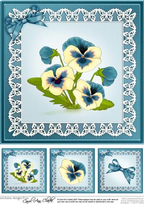Pansy on Butterfly Lace 8 x 8 Quick Card Topper