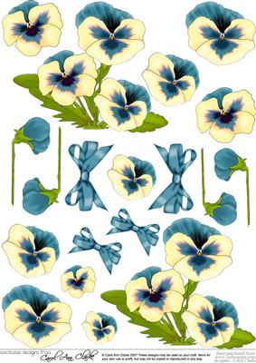 Pansy on Butterfly Lace 3D Decoupage Sheet