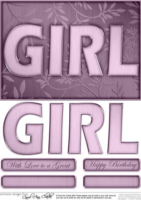 A5 Elegant Metallic Words Girl Quick Card with 3D Decoupage