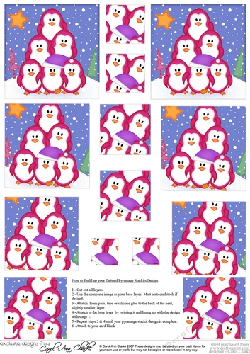 Penguin Tree Felties - Twisted Pyramage Sheet