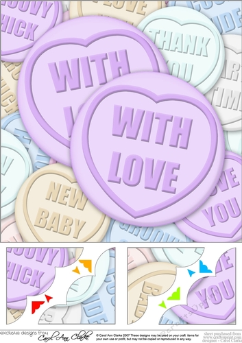 With Love Sweet Heart - 8 x 8 Scalloped Corner Topper 