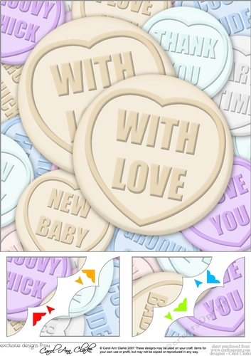 With Love Sweet Heart - 8 x 8 Scalloped Corner Topper 