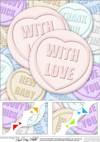 With Love Sweet Heart - 8 x 8 Scalloped Corner Topper 