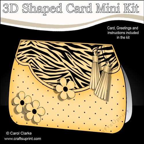 3D Shaped Card  Kit - Zebra Print & Spots Fold Over Clutch Bag