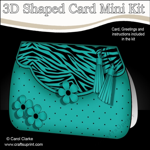 3D Shaped Card  Kit - Zebra Print & Spots Fold Over Clutch Bag