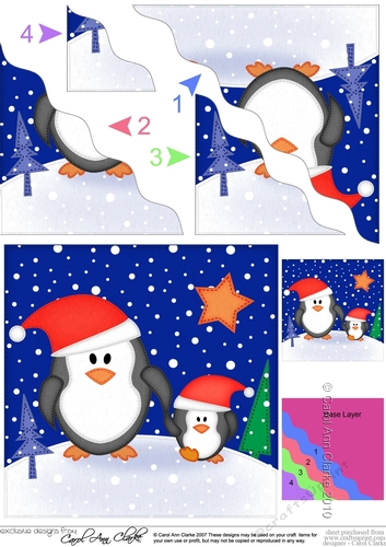 Christmas Penguin Felties  - Wavey Corner Stacker