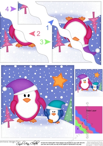 Christmas Penguin Felties  - Wavey Corner Stacker