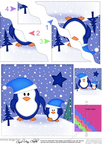 Christmas Penguin Felties  - Wavey Corner Stacker