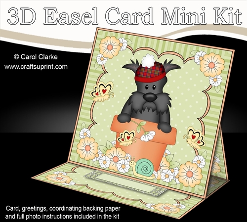 3D Easel Card Mini Kit - Flowerpot Friends - Little Scottie Dog