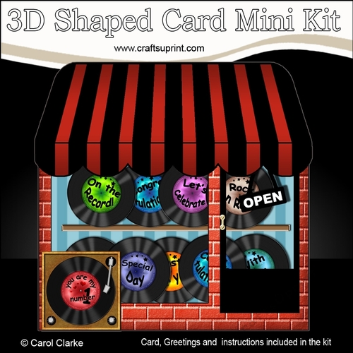 3D Shaped Card Kit - Little Record Shop