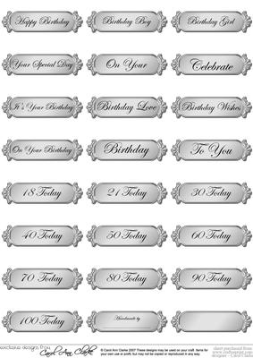 Metallic Birthday Greetings Text Plates