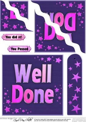 Well Done Metallic Quick Card with Wavy Corner Side Stacker