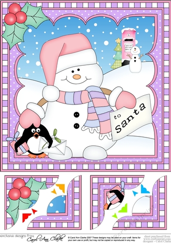 Christmas 8 x 8 Scalloped Corner Topper Snowman Oli