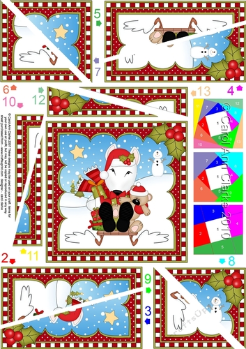 Christmas Twisted Spiral Side Stacker - Little English Bull Dog Terrier