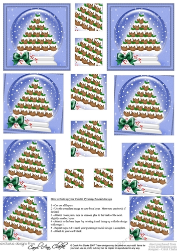 Christmas Pudding Tree Snowglobe Twisted Pyramage sheet