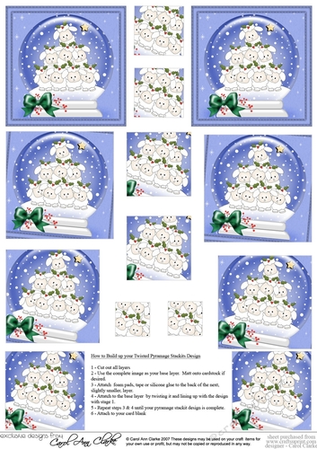 Christmas Lambs Tree Snowglobe Twisted Pyramage sheet