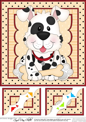 8 x 8 Cute Little Spotty Dog Scalloped Corner Topper 