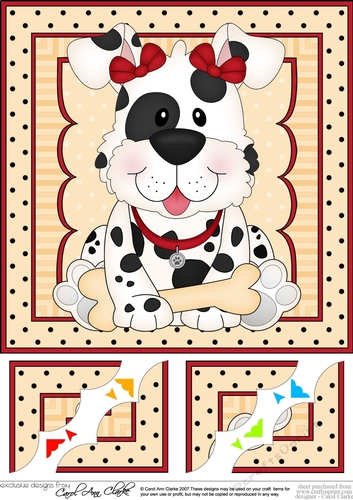 8 x 8 Cute Little Spotty Dog Scalloped Corner Topper 