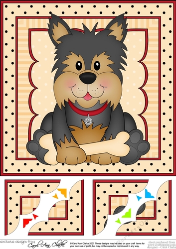 8 x 8 Cute Little Yorkie Dog Scalloped Corner Topper 