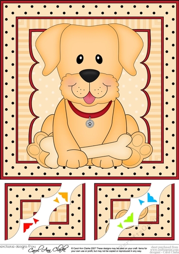 8 x 8 Cute Little Golden Labrador Dog Scalloped Corner Topper 