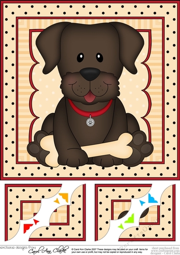 8 x 8 Cute Little Chocolate Labrador Dog Scalloped Corner Topper 