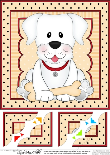 8 x 8 Cute Little White Labrador Dog Scalloped Corner Topper 