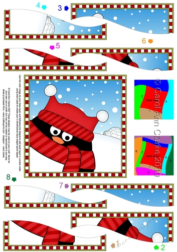 Christmas Wavy Spiral Side Stacker - Cute Fun Pip Penguin
