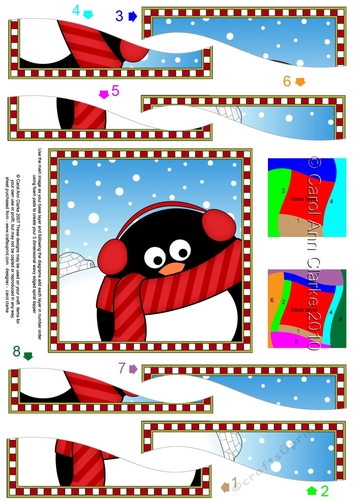Christmas Wavy Spiral Side Stacker - Cute Fun Pip Penguin