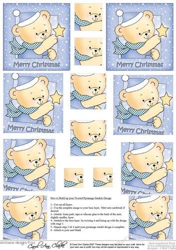Cute Hunney Bear Robert has a Christmas Star - Twisted Pyramage sheet