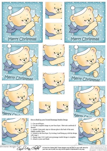 Cute Hunney Bear Robert has a Christmas Star - Twisted Pyramage sheet