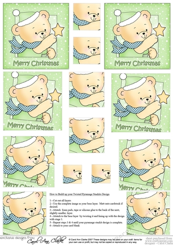 Cute Hunney Bear Robert has a Christmas Star - Twisted Pyramage sheet