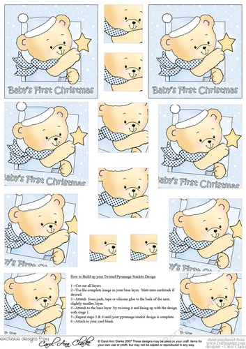 Cute Hunney Bear Robert has a Christmas Star - Babys 1st Christmas Twisted Pyramage sheet