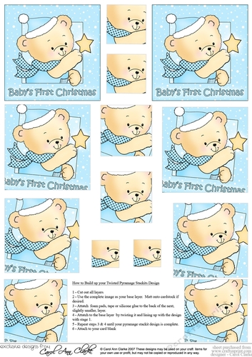 Cute Hunney Bear Robert has a Christmas Star - Babys 1st Christmas Twisted Pyramage sheet