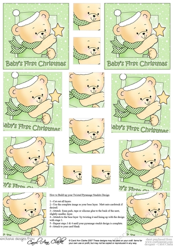 Cute Hunney Bear Robert has a Christmas Star - Babys 1st Christmas Twisted Pyramage sheet