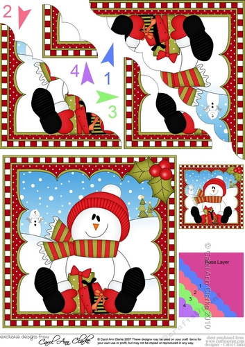 Christmas Snowman Rio has an Xmas Cracker -  Scalloped Corner Stacker