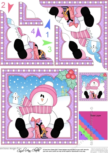 Christmas Snowman Rio has an Xmas Cracker -  Scalloped Corner Stacker