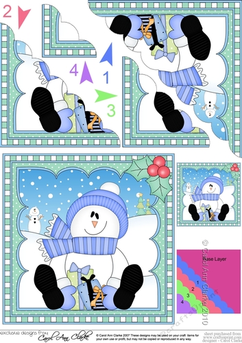 Christmas Snowman Rio has an Xmas Cracker -  Scalloped Corner Stacker