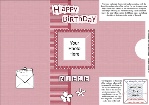 Add a Photo Happy Birthday NIECE with easy fold frame
