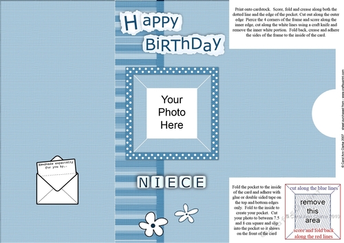 Add a Photo Happy Birthday NIECE with easy fold frame