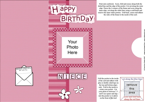 Add a Photo Happy Birthday NIECE with easy fold frame