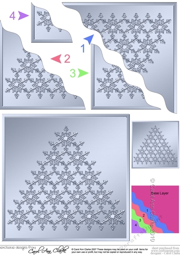 Elegant Metallic Christmas Snowflake Tree - Wavy Corner side stacker Topper