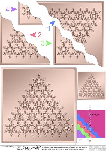 Elegant Metallic Christmas Snowflake Tree - Wavy Corner side stacker Topper