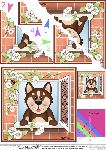 Scalloped Corner Stacker - Through the Window - Little Husky Dog