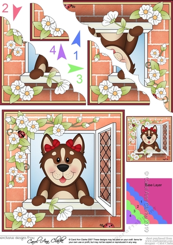 Scalloped Corner Stacker - Through the Window - Little Husky Dog