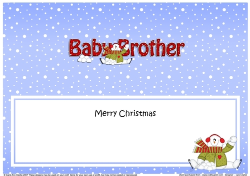 Large DL Merry Christmas to my BABY BROTHER insert with Snowman Rio