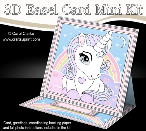 3D Easel Card Mini Kit - Cute Little Unicorn